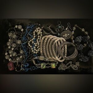 Large Lot of Moody/Punk/Goth Jewelry to Wear or Upcycle